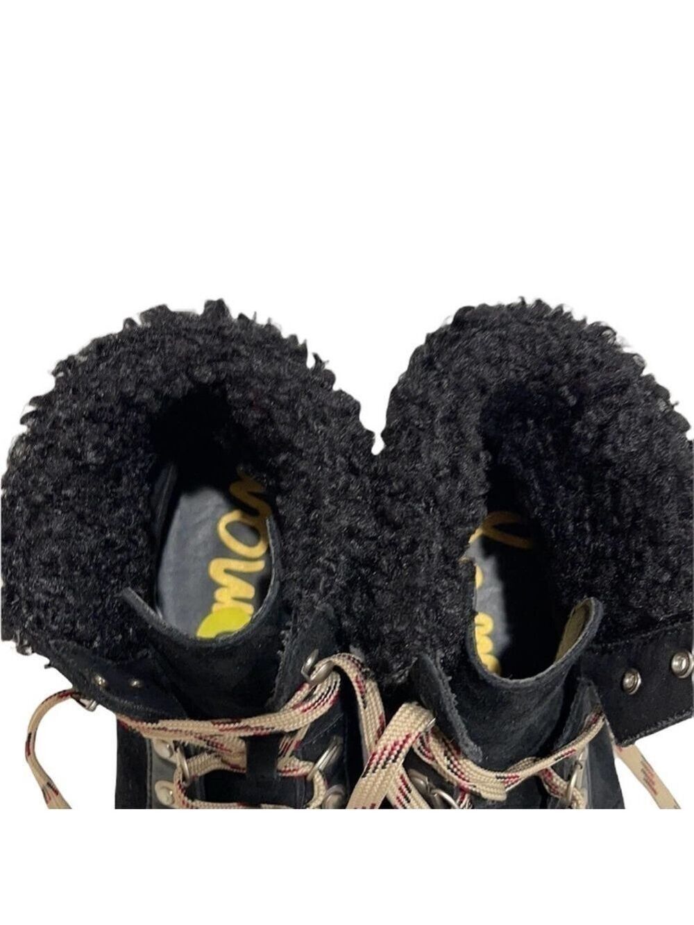Sam Edelman Luther Suede and Faux Shearling High Top Sneaker SZ 9 Black - Picture 7 of 9